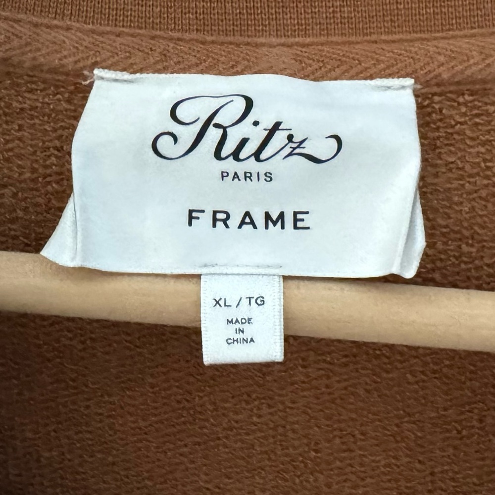 FRAME x Ritz Paris Breakfast In Bed Oversized Sweatshirt XL Camel Brown Collab - Picture 13 of 13